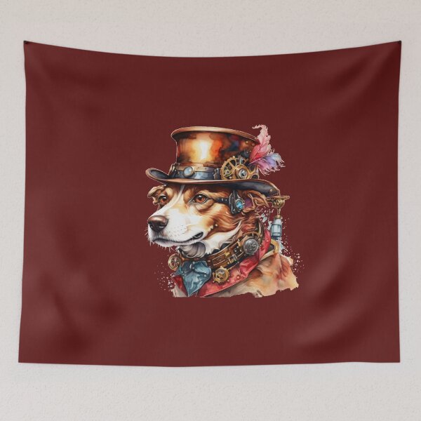 Item preview, Steampunk Dog with Top Hat – Watercolor Fantasy Portrait designed and sold by Rose Design & Photos.