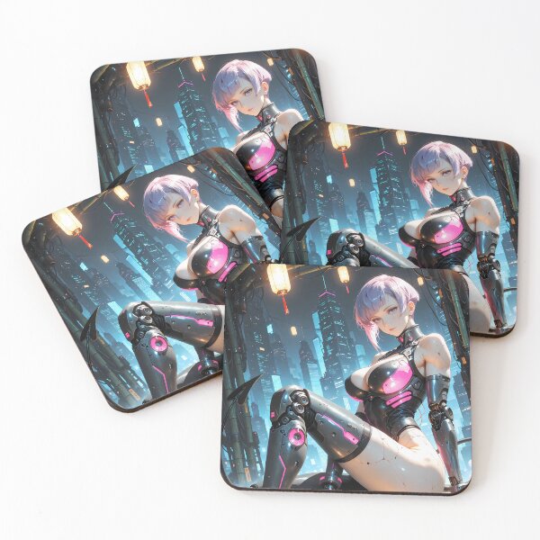 Item preview, Cyberpunk Android Anime Girl Neon Futuristic Sci Fi designed and sold by BorgSpareParts.
