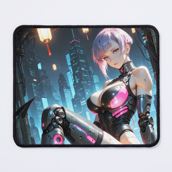 Item preview, Cyberpunk Android Anime Girl Neon Futuristic Sci Fi designed and sold by BorgSpareParts.