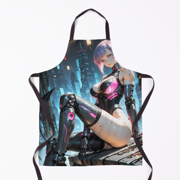 Item preview, Cyberpunk Android Anime Girl Neon Futuristic Sci Fi designed and sold by BorgSpareParts.