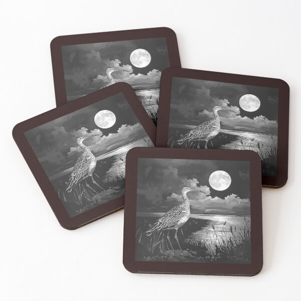 Item preview, Black and White Moonlit Shorebird | Wetland Wildlife Nature Art designed and sold by inkoutninja.