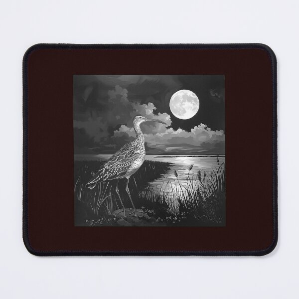 Item preview, Black and White Moonlit Shorebird | Wetland Wildlife Nature Art designed and sold by inkoutninja.