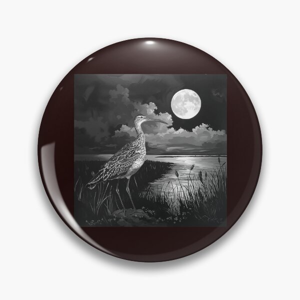Item preview, Black and White Moonlit Shorebird | Wetland Wildlife Nature Art designed and sold by inkoutninja.
