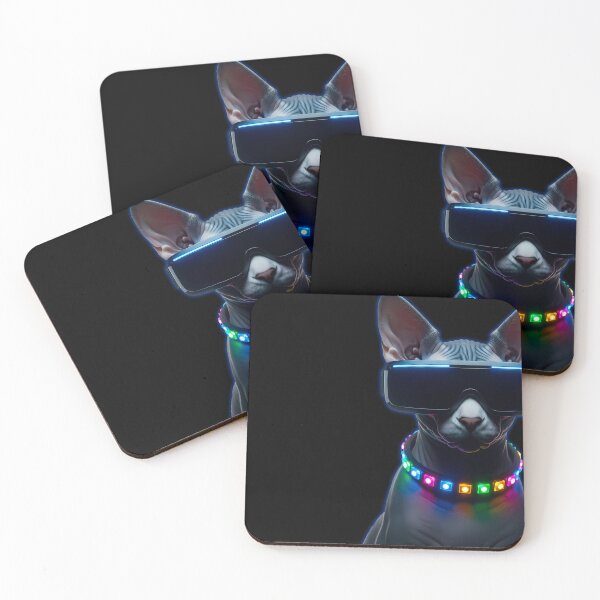 Item preview, Cyberpunk Sphynx Cat VR Goggles Synthwave Aesthetic designed and sold by powersunlight.