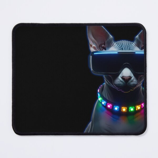 Item preview, Cyberpunk Sphynx Cat VR Goggles Synthwave Aesthetic designed and sold by powersunlight.