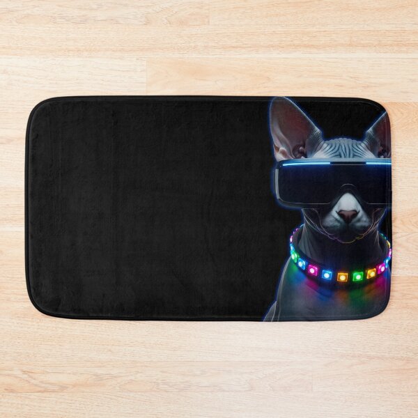 Item preview, Cyberpunk Sphynx Cat VR Goggles Synthwave Aesthetic designed and sold by powersunlight.