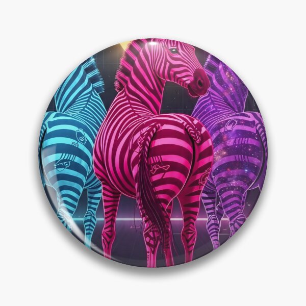 Item preview, Neon Cyberpunk Zebras Retrowave Trio Art designed and sold by M-ink-.