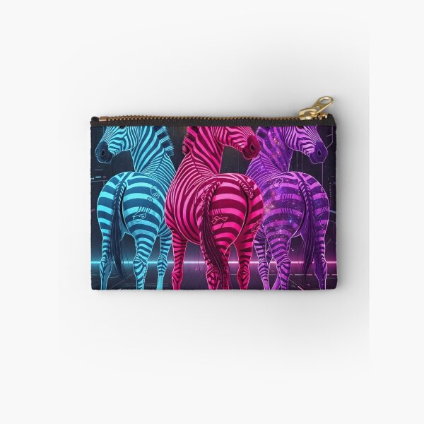 Item preview, Neon Cyberpunk Zebras Retrowave Trio Art designed and sold by M-ink-.