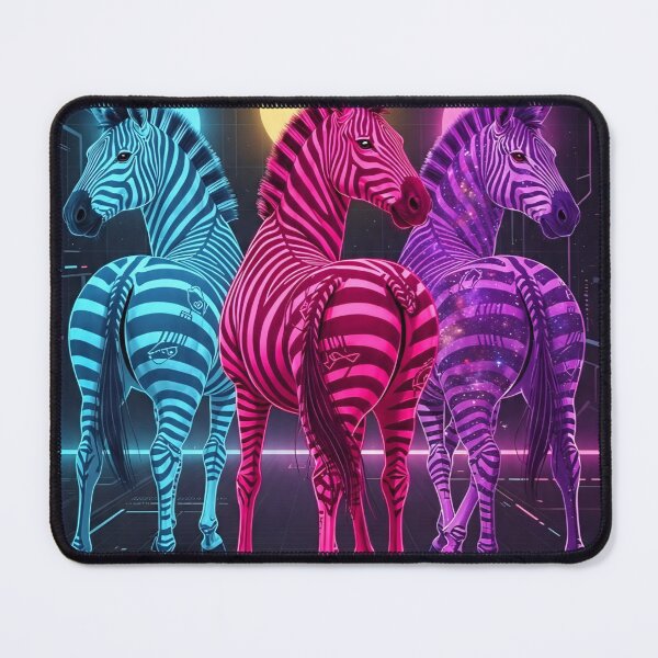 Item preview, Neon Cyberpunk Zebras Retrowave Trio Art designed and sold by M-ink-.