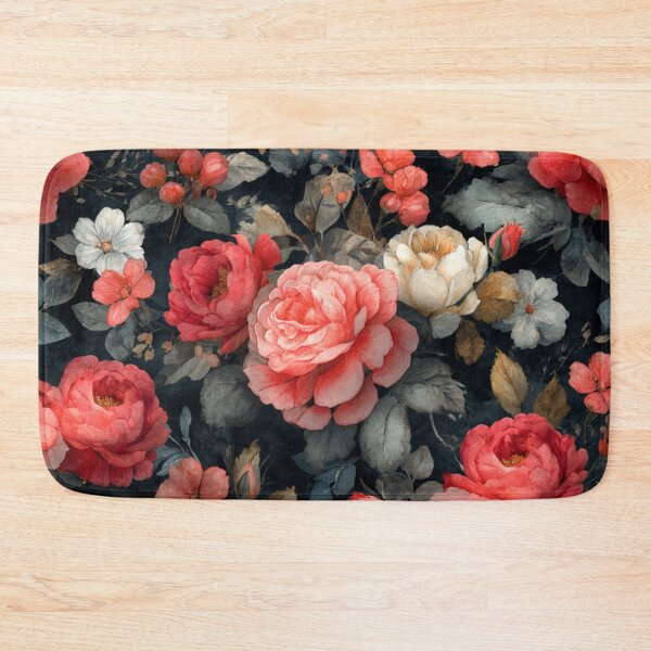 Item preview, Midnight Floral Pattern Vintage Watercolor Red White Roses designed and sold by GrinGalore.