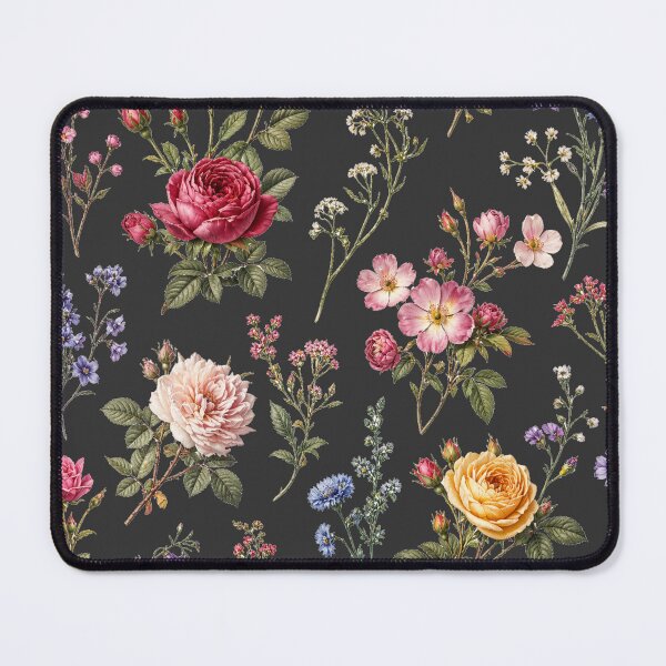 Item preview, Vintage Rose and Wildflower Pattern on Dark Anthracite designed and sold by HumanMess.
