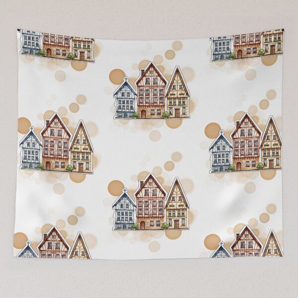 Item preview, Colorful Traditional German Houses Village Design designed and sold by iamKRUK.