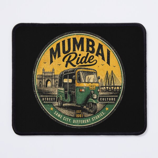 Item preview, Mumbai Auto Rickshaw Vintage Badge – Gateway of India & Bandra Worli Sea Link Street Culture Design designed and sold by Globalcitytees.