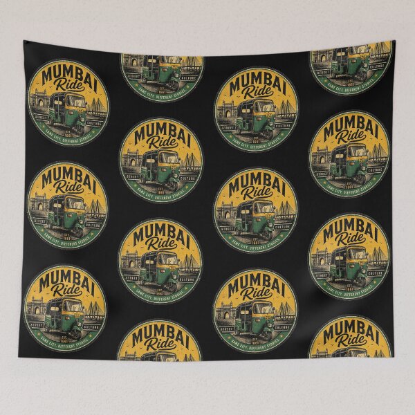 Item preview, Mumbai Auto Rickshaw Vintage Badge – Gateway of India & Bandra Worli Sea Link Street Culture Design designed and sold by Globalcitytees.