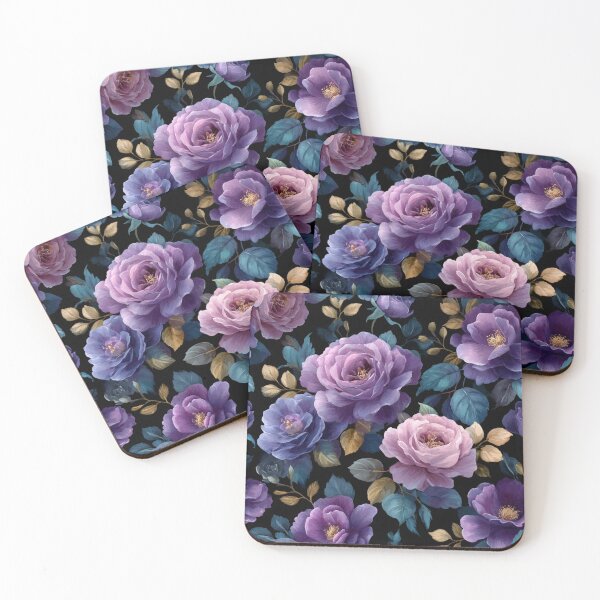 Item preview, Midnight Floral Pattern Vintage Watercolor Purple Roses designed and sold by GrinGalore.