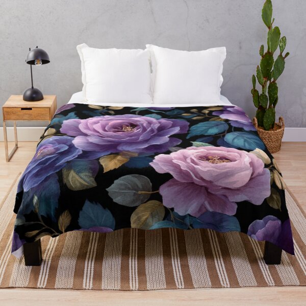 Item preview, Midnight Floral Pattern Vintage Watercolor Purple Roses designed and sold by GrinGalore.