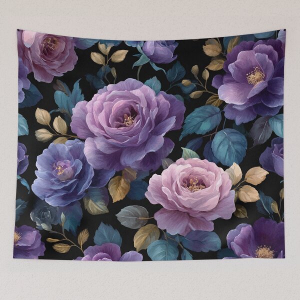 Item preview, Midnight Floral Pattern Vintage Watercolor Purple Roses designed and sold by GrinGalore.