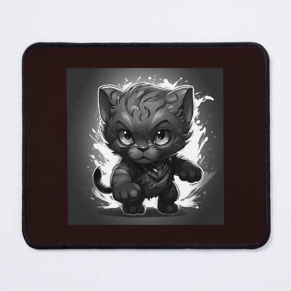Item preview, Cute Black Kitten Superhero | Black and White Fantasy Cat Art designed and sold by inkoutninja.