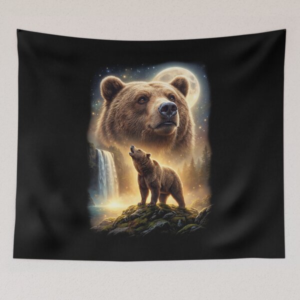 Item preview, Bear Howling Moon Art Animal Lover designed and sold by DoodleTortle.