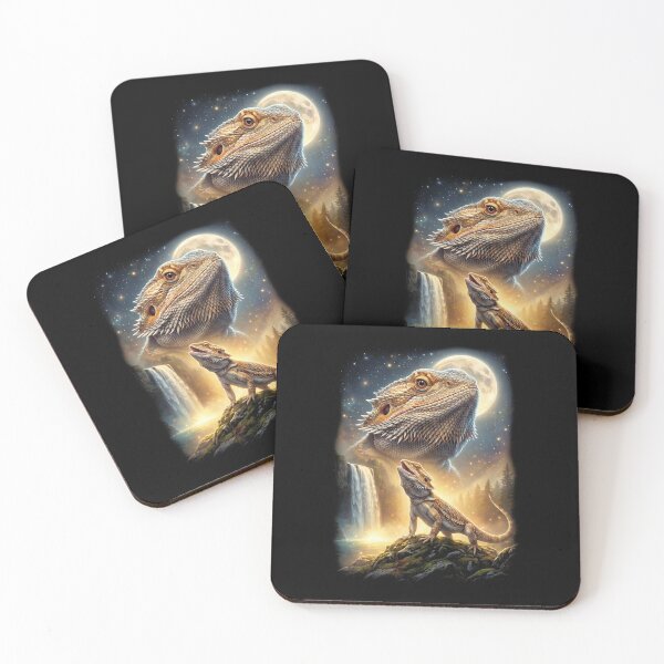 Item preview, Bearded Dragon Howling Moon Art Animal Lover designed and sold by DoodleTortle.