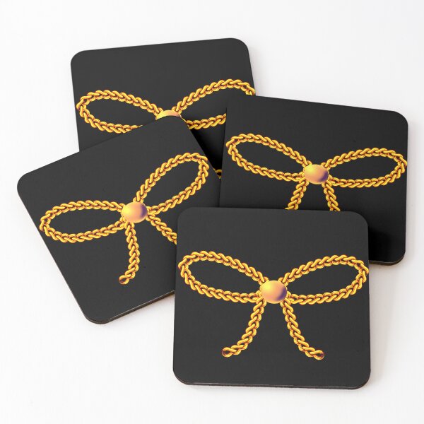 Item preview, Golden Chain Bow | Luxury Gold Ribbon Bow Aesthetic | Elegant Black & Gold Minimal Design designed and sold by RiyanaStudio.