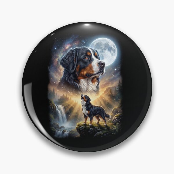 Item preview, Bernese Mountain Dog Howling Moon Art Dog Lover designed and sold by DoodleTortle.