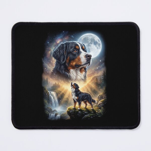Item preview, Bernese Mountain Dog Howling Moon Art Dog Lover designed and sold by DoodleTortle.