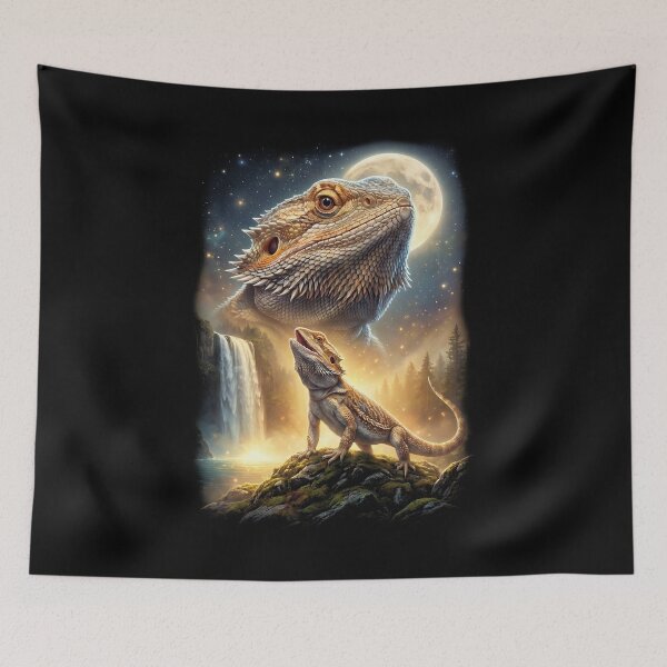Item preview, Bearded Dragon Howling Moon Art Animal Lover designed and sold by DoodleTortle.