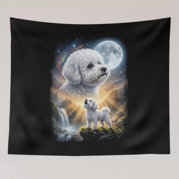 Item preview, Bichon Frise Howling Moon Art Dog Lover designed and sold by DoodleTortle.