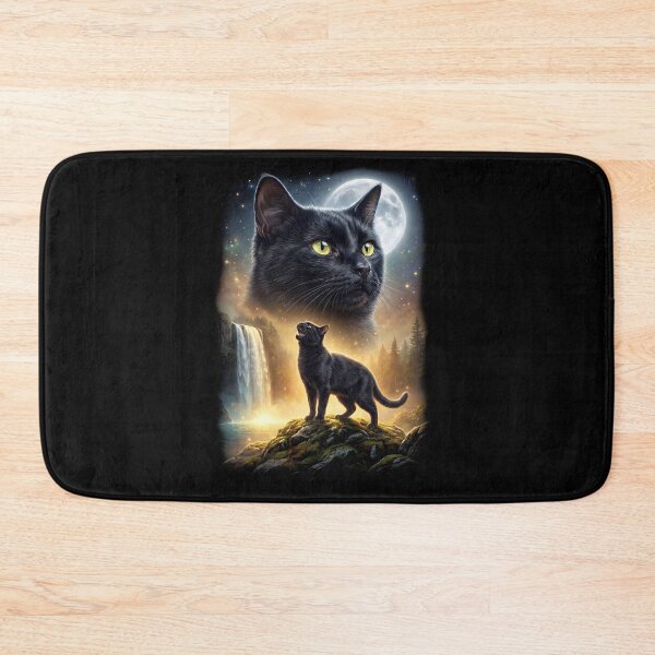 Item preview, Black Cat Howling Moon Art Animal Lover designed and sold by DoodleTortle.