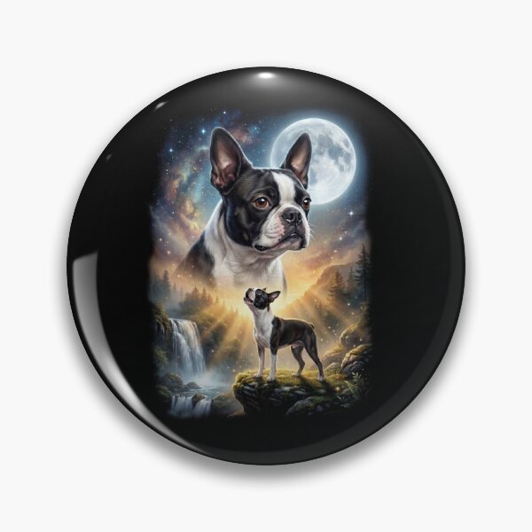 Item preview, Boston Terrier Howling Moon Art Dog Lover designed and sold by DoodleTortle.