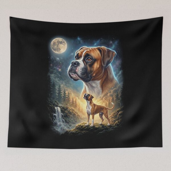 Item preview, Boxer Dog Howling Moon Art Dog Lover designed and sold by DoodleTortle.