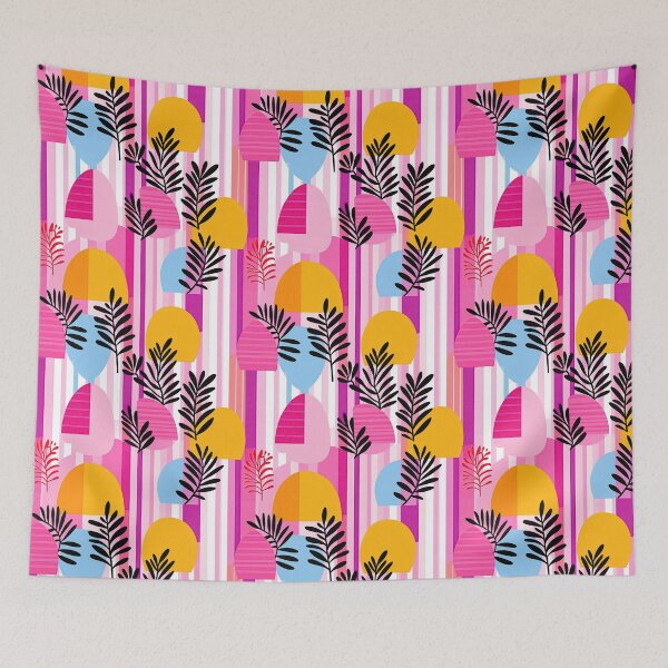 Item preview, Colorful Retro Memphis Geometric Botanical Pattern designed and sold by Athena2520.