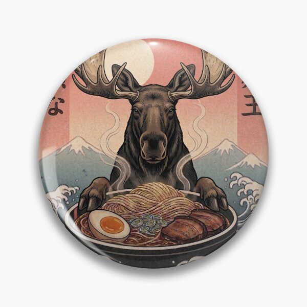 Item preview, Funny Moose Japanese Ramen Noodles Vintage Kanagawa Wave designed and sold by FurryHavenPH.