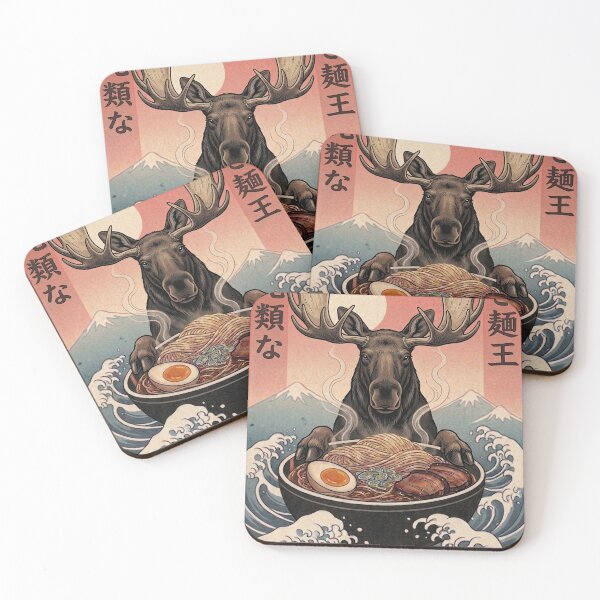 Item preview, Funny Moose Japanese Ramen Noodles Vintage Kanagawa Wave designed and sold by FurryHavenPH.