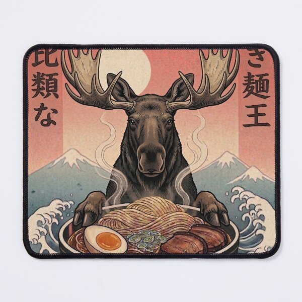 Item preview, Funny Moose Japanese Ramen Noodles Vintage Kanagawa Wave designed and sold by FurryHavenPH.