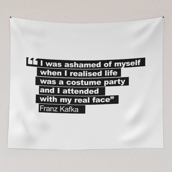 Item preview, Franz Kakfa quote I realised life was a costume party and I attended with my real face retro 80s style black and whiteHD ONLINE STORE designed and sold by bard-art.