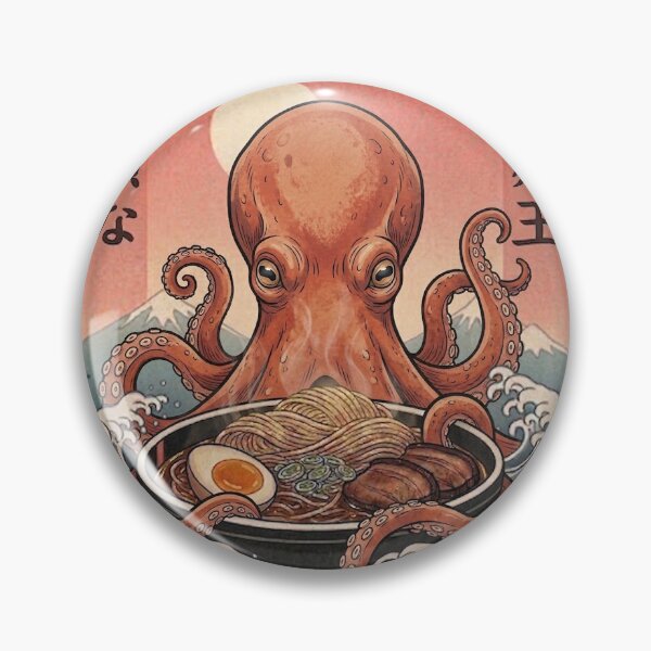 Item preview, Funny Octopus Japanese Ramen Noodles Vintage Kanagawa Wave designed and sold by FurryHavenPH.