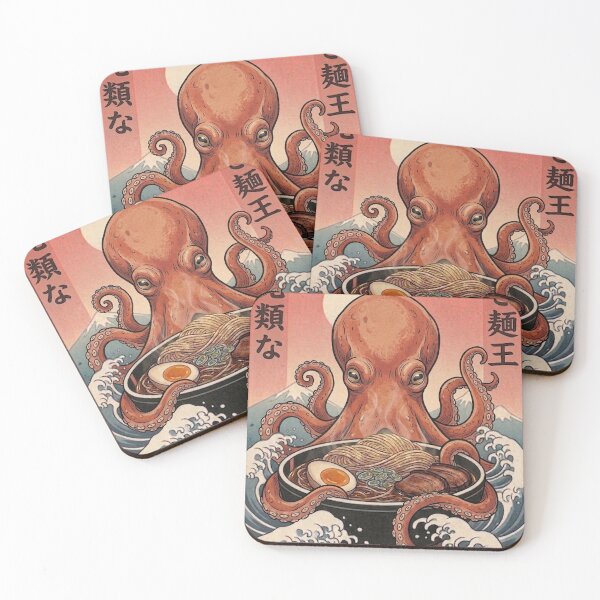 Item preview, Funny Octopus Japanese Ramen Noodles Vintage Kanagawa Wave designed and sold by FurryHavenPH.
