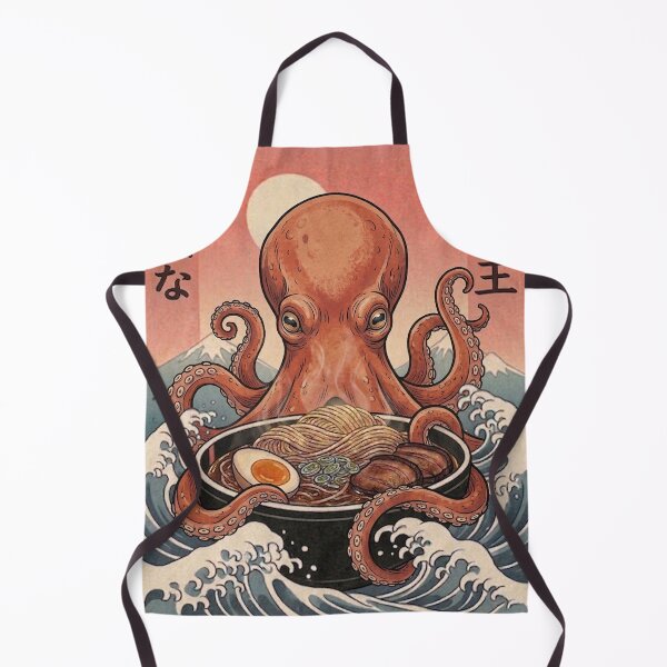 Item preview, Funny Octopus Japanese Ramen Noodles Vintage Kanagawa Wave designed and sold by FurryHavenPH.