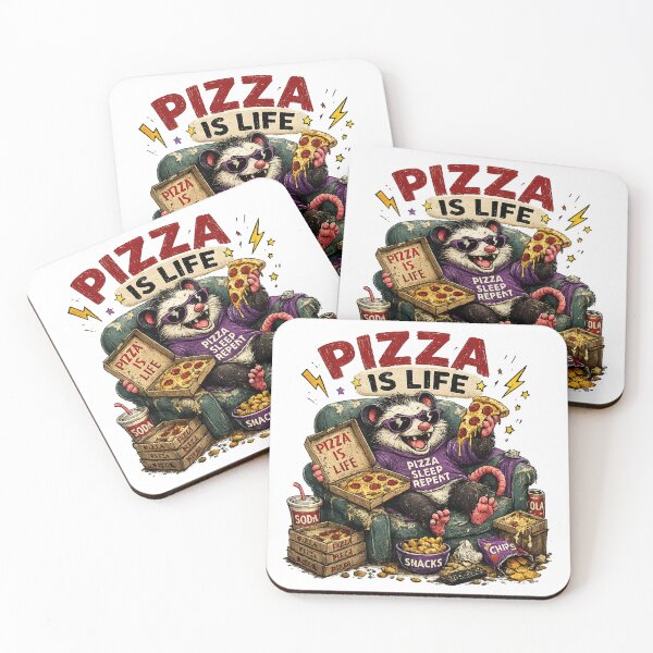 Artikelvorschau, Pizza ist Leben Opossum – Lustiges Design für faule Essensliebhaber entworfen und verkauft von Clothes With Smiling Animals Walt Gral.