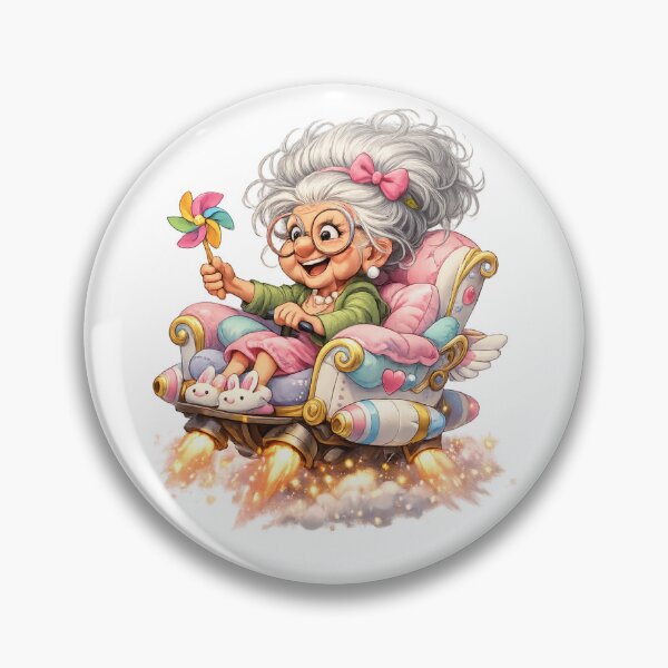 Item preview, Turbo Grandma Rocket Chair - Funny Whimsical Cartoon Art designed and sold by myforestfog.