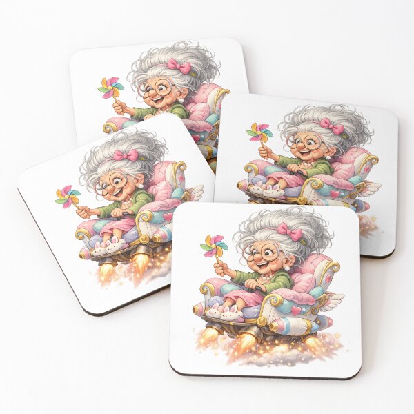 Item preview, Turbo Grandma Rocket Chair - Funny Whimsical Cartoon Art designed and sold by myforestfog.