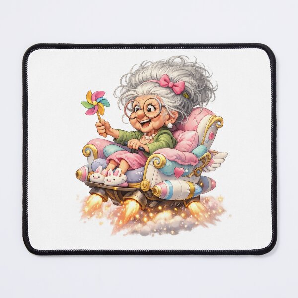 Item preview, Turbo Grandma Rocket Chair - Funny Whimsical Cartoon Art designed and sold by myforestfog.