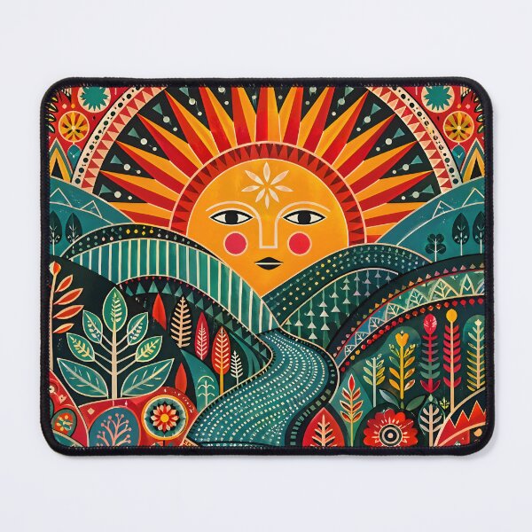 Item preview, Pattern Play Maximalist Geometric Sun Folk Art designed and sold by Glitchart66.