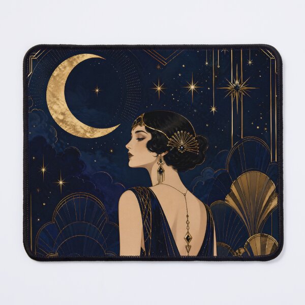 Item preview, Neo Art Deco Celestial Night Sky Moon Gold designed and sold by Glitchart66.