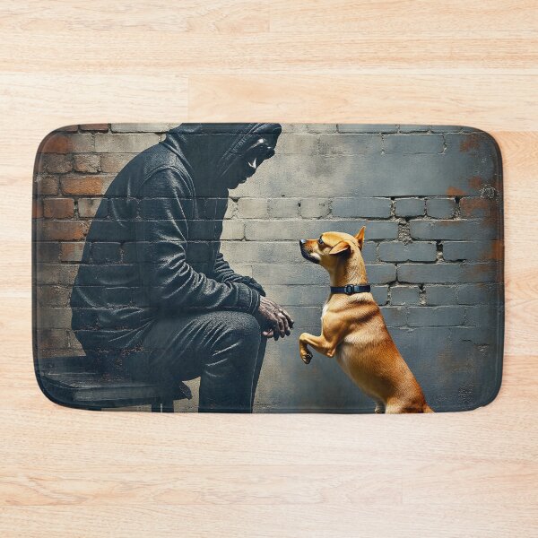 Item preview,  Silent Connection – Street Art Silhouette & Dog designed and sold by Huskyyy Designs.