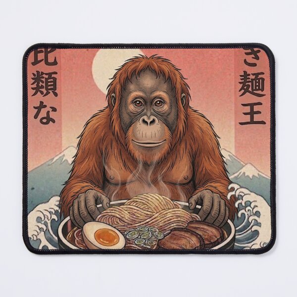 Item preview, Funny Orangutan Japanese Ramen Noodles Vintage Kanagawa Wave designed and sold by FurryHavenPH.