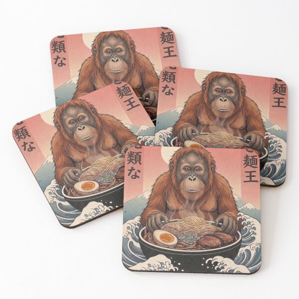 Item preview, Funny Orangutan Japanese Ramen Noodles Vintage Kanagawa Wave designed and sold by FurryHavenPH.