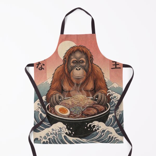Item preview, Funny Orangutan Japanese Ramen Noodles Vintage Kanagawa Wave designed and sold by FurryHavenPH.